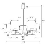 ARGON 2106 | Ponte-AR Argon luster svietidlo 5x E27 mosadz, krémové