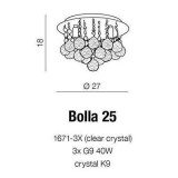 AZZARDO 1285 | Bolla Azzardo stropné svietidlo 3x G9 chróm, priesvitné, krištáľ