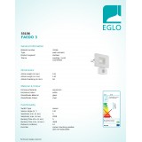 EGLO 33156 | Faedo Eglo svetlomet svietidlo - Samsung Chip pohybový senzor, svetelný senzor - súmrakový spínač otočné prvky 1x LED 900lm 4000K IP44 biela, priesvitná