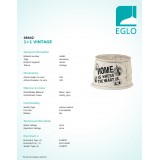 EGLO 49442 | Vintage-1+1 Eglo clona tienidlo E14 / E27 bežové, sivé