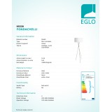 EGLO 95539 | Fondachelli Eglo stojaté svietidlo 151,5cm nožný vypínač 1x E27 matný nikel, biela, strieborný