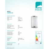 EGLO 95774 | Cupella Eglo stenové svietidlo 2x LED 960lm 3000K matný nikel, biela