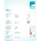 EGLO 97363 | Palozza Eglo stenové svietidlo kvapka 1x LED 1500lm 3000K ružové zlato, biela