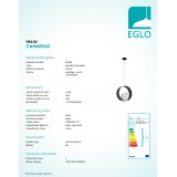 EGLO 98192 | Sabalete_Camargo Eglo visiace svietidlo 1x E27 čierna, biela