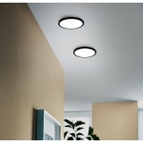 EGLO 98871 | Fueva-Flex Eglo zabudovateľné LED panel Ø50 - Ø210 nastaviteľné inštalačný priemer kruhový Ø225mm 1x LED 2700lm 4000K čierna, opál