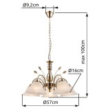 GLOBO 69007-5H | Posadas Globo luster svietidlo 5x E27 antická meď, alabaster