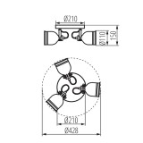 KANLUX 35644 | Derato Kanlux stenové, stropné svietidlo - DERATO EL-3O B-SR E14 - kruhový otočné prvky 3x E14 čierna, biela, strieborný