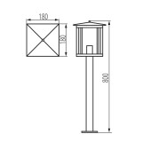 KANLUX 36555 | Selto Kanlux stojaté svietidlo - SELTO 80 B E27 - štvoruholník 80cm 1x E27 IP44 čierna, priesvitné