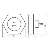 KANLUX 37397 | Bola-KL Kanlux nočné svetlo svietidlo - BOLA LED 2xUSB WW W - svetelný senzor - súmrakový spínač konektorové svietidlo, USB prijímač 1x LED 4lm 3000K biela