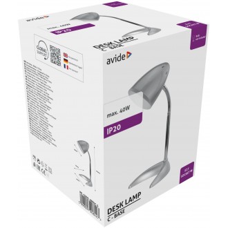 AVIDE ABDLC-S-BULB | Basic-AV Avide stolové svietidlo 37cm prepínač flexibilné 1x E27 380lm 2700K strieborný