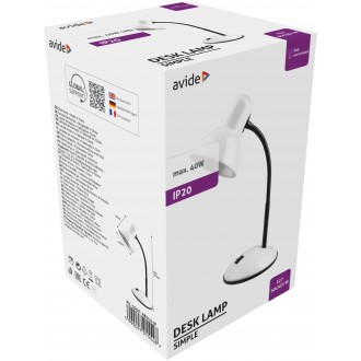 AVIDE ABDLS-W-BULB | Basic-AV Avide stolové svietidlo prepínač flexibilné 1x E27 biela