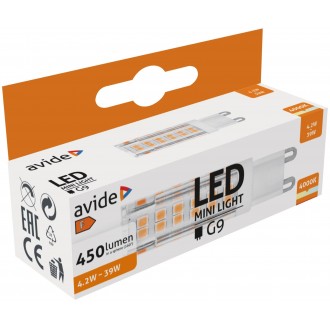 AVIDE ABG9NW-4.2W-B | G9 4,2W Avide LED svetelný zdroj svietidlo 450lm 4000K 220°