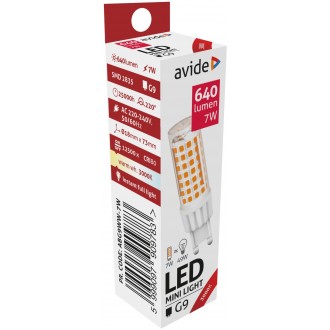 AVIDE ABG9WW-7W | G9 7W Avide LED svetelný zdroj svietidlo 640lm 3000K 220°