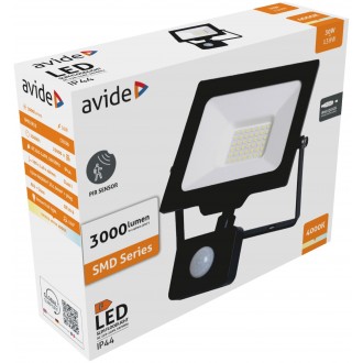 AVIDE ABLRFLNW-30WQC-PIR | AV-Flood-Slim Avide svetlomet reflektory svietidlo pohybový senzor 1x LED 3000lm 4000K IP65