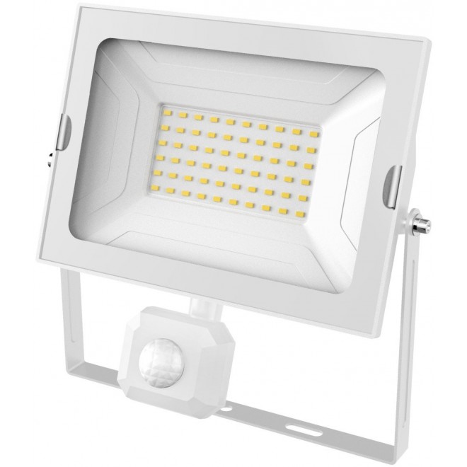 AVIDE ABSSFLNW-50W-PIR-W | AV-Flood-Slim Avide svetlomet reflektory svietidlo pohybový senzor 1x LED 3250lm 4000K IP44 biela