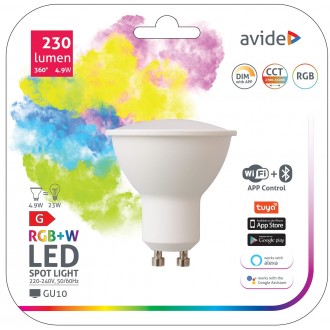 AVIDE ASGU10RGBW-4.9W-WIBLE | GU10 4,9W Avide spot LED svetelný zdroj svietidlo 230lm 120°