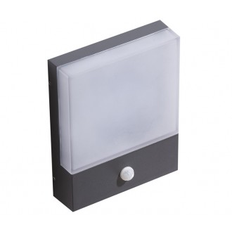 AZZARDO 4360 | Civita Azzardo stenové svietidlo obdĺžnik pohybový senzor, svetelný senzor - súmrakový spínač 1x LED 800lm 3000K IP54 tmavošedá, opál