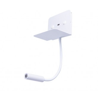 AZZARDO 4417 | Vera-AZ Azzardo rameno stenové svietidlo prepínač flexibilné, USB prijímač 1x LED 500lm + 1x LED 250lm 3000K biela