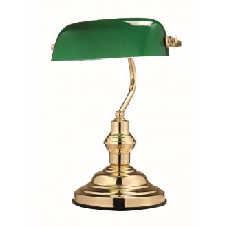 GLOBO 2491 | Antique Globo stolové svietidlo 36cm prepínač 1x E27 zlatý, zelená