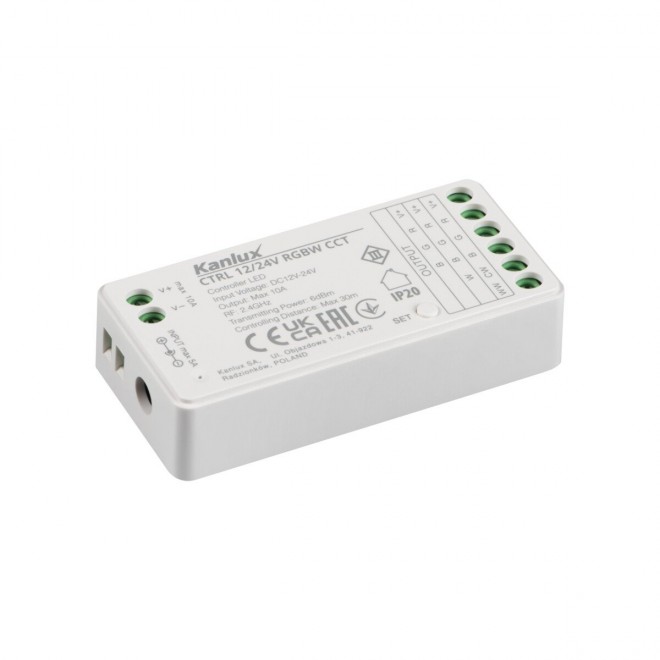 KANLUX 22148 | Kanlux ovládač RGBW CCT LED DIM RF max 10A - 12/24V DC 30m - CTRL 12/24V RGBW CCT - obdĺžnik regulovateľná intenzita svetla, nastaviteľná farebná teplota, meniace farbu biela