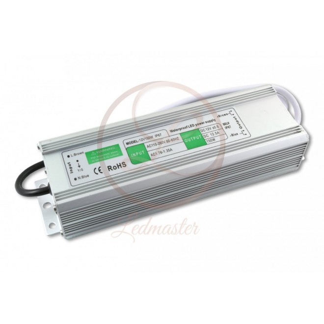 LEDMASTER 2228 | Ledmaster LED napájací zdroj 150W - 12V DC - 12,5A - vodovzdorné - 7121 - strieborný