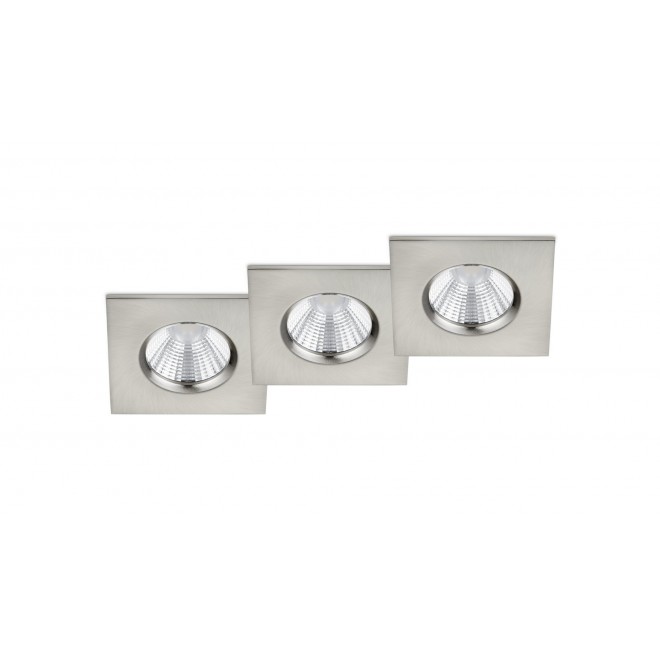 TRIO 650610307 | Zagros Trio zabudovateľné svietidlo 3 dielna súprava, sklápacie 85x85mm 3x LED 1035lm 3000K IP65 matný nikel