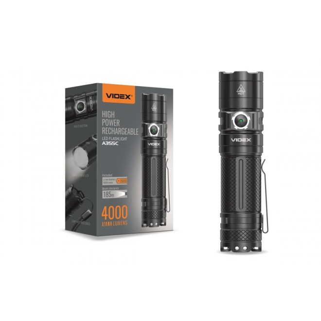 VIDEX VLF-A355C | Videx-Flashlight Videx baterka svietidlo - LEDMASTER 4661 - čierna