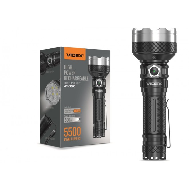 VIDEX VLF-A505C | Videx-Flashlight Videx baterka svietidlo - LEDMASTER 4660 - čierna